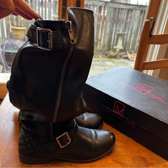 Material Girl Tall Black Slouchy Boot w/Zippers from Macy’s. Original Box. Sz 8 - Picture 8 of 16